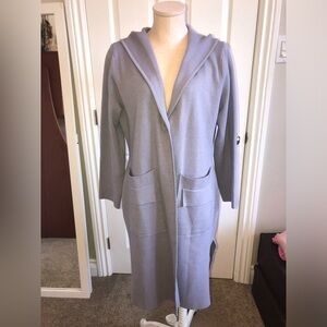 Brian Bailey Women's Lavender/Blue Hooded Cardigan Coat.  One button closure.